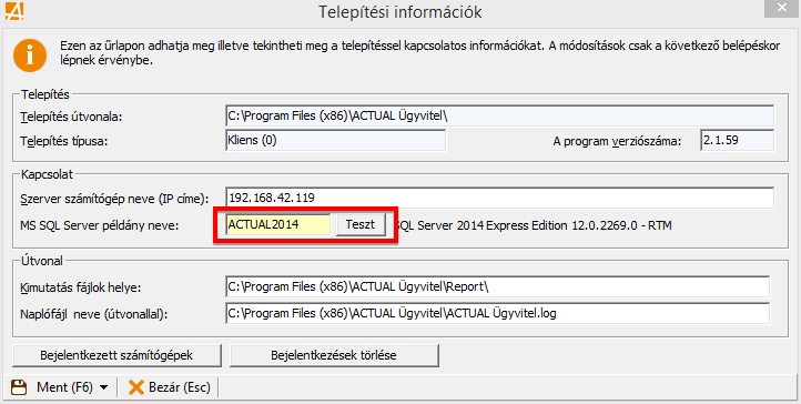 Telepítési információk